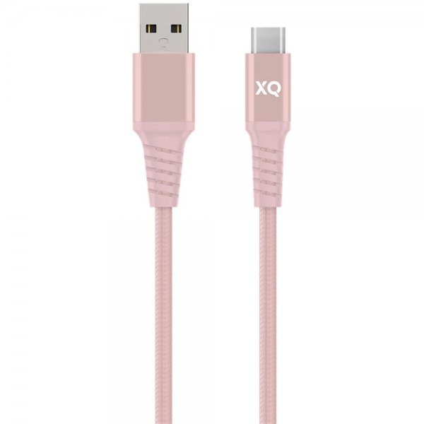 Xqisit Kabel Flettet USB-A/USB-C 2m Rosegull