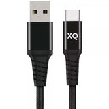 Xqisit Kabel Flettet USB-A/USB-C 2m Svart