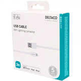 Deltaco Kabel USB-A Cable with Lightning Connector 2m Hvit