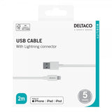 Deltaco Kabel USB-A Cable with Lightning Connector 2m Hvit