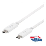 Deltaco Kabel USB-C/USB-C 1m 5A/100W Hvit
