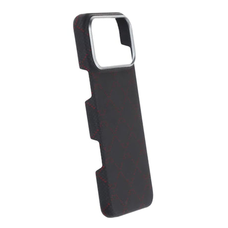 iPhone 17 Pro Max Deksel Kevlar MagSafe Svart-rødt rutemønster