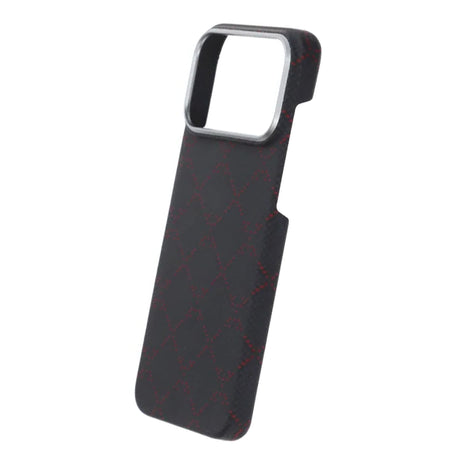 iPhone 17 Pro Max Deksel Kevlar MagSafe Svart-rødt rutemønster