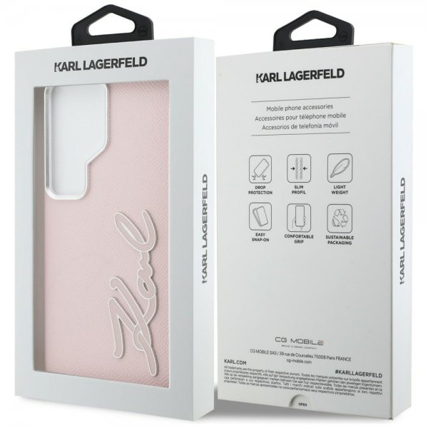 Karl Lagerfeld Samsung Galaxy S26 Ultra Deksel Metal Logo Grained Rosa