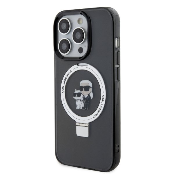Karl Lagerfeld iPhone 15 Plus Deksel Ring Stand MagSafe Svart