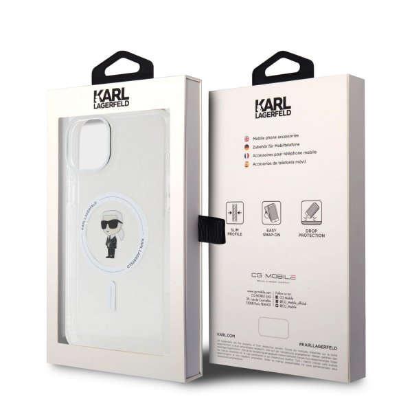 Karl Lagerfeld iPhone 15 Deksel Ikonik MagSafe Transparent