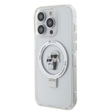 Karl Lagerfeld iPhone 15 Deksel Ring Stand MagSafe Hvit
