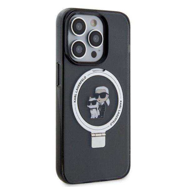 Karl Lagerfeld iPhone 15 Deksel Ring Stand MagSafe Svart