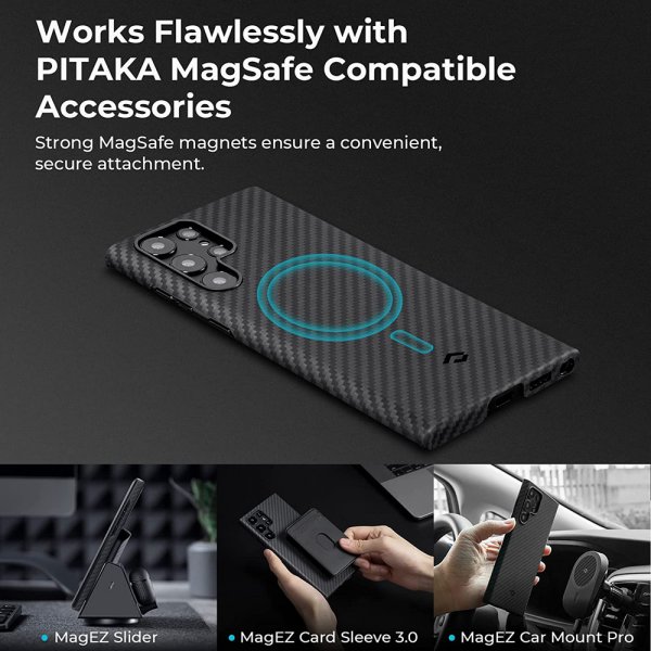 Pitaka Samsung Galaxy S22 Ultra Deksel MagEZ Case 2 Black/Grey Twill