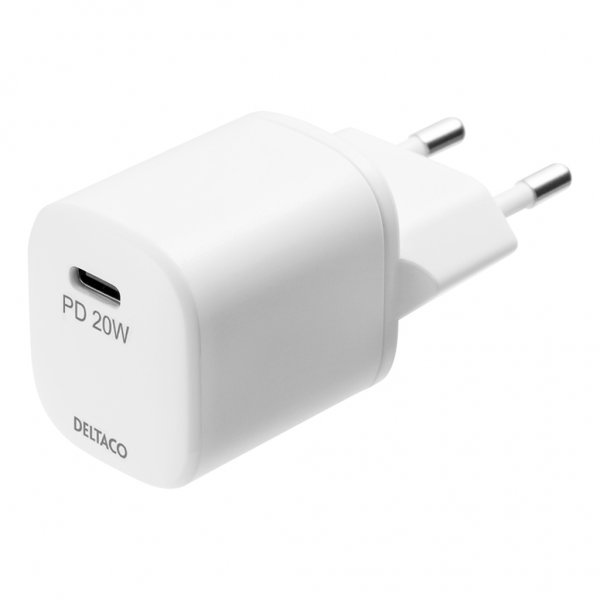 Deltaco Lader 20W USB-C PD Hvit