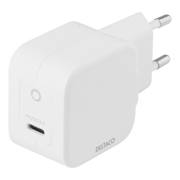 Deltaco Lader 30W USB-C PD GaN Hvit