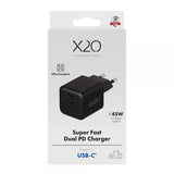 X2O Lader 45W Double USB-C GaN Svart