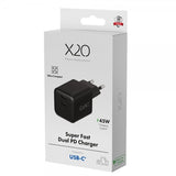 X2O Lader 45W Double USB-C GaN Svart