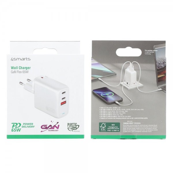 4smarts Lader GaN Flex 65W 2 USB-C+1 USB-A