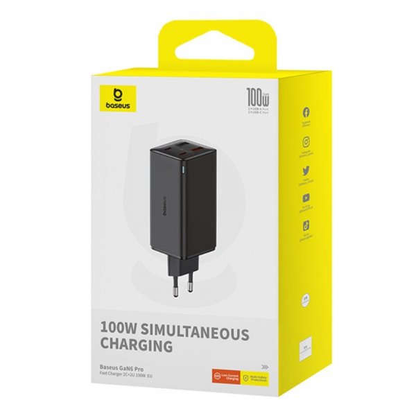 Baseus Lader GaN6 Pro Fast Charger 100W Cluster Black