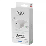 X2O Lader med Kabel 1.2m 25W USB-C GaN Hvit