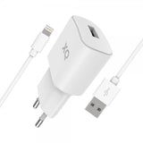 Xqisit Lader med Lightning-Kabler Hvit