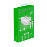 Celly Lader med USB-C kabel TC1C20WTYPEC 20W Hvit
