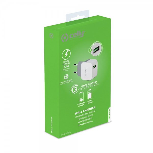Celly Lader TCUSBTURBO USB-A 12W Hvit