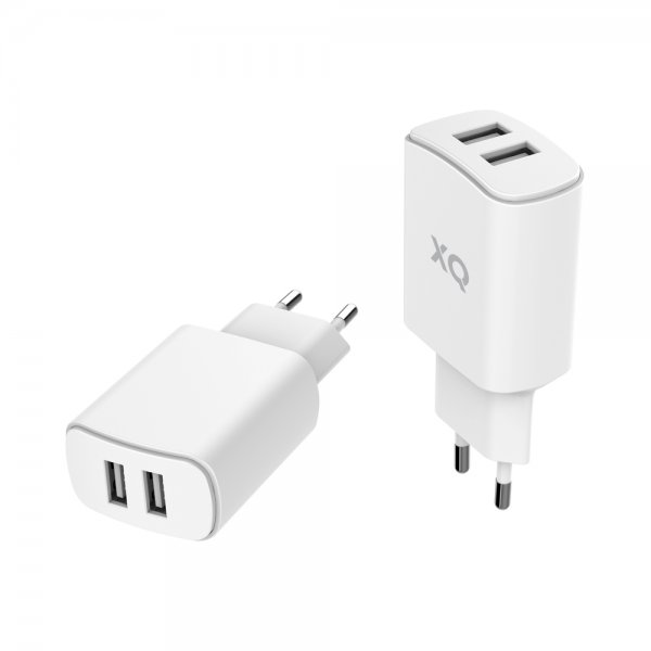 Xqisit LaddningsAdapter med två USB-A uttag 4.8A Hvit