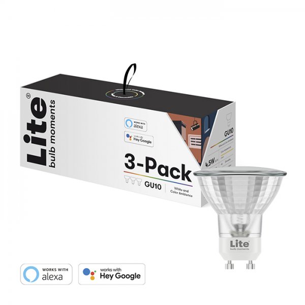 Lite bulb moments White & Color Ambience (RGB) GU10 LED-Lampe - 3-Pack