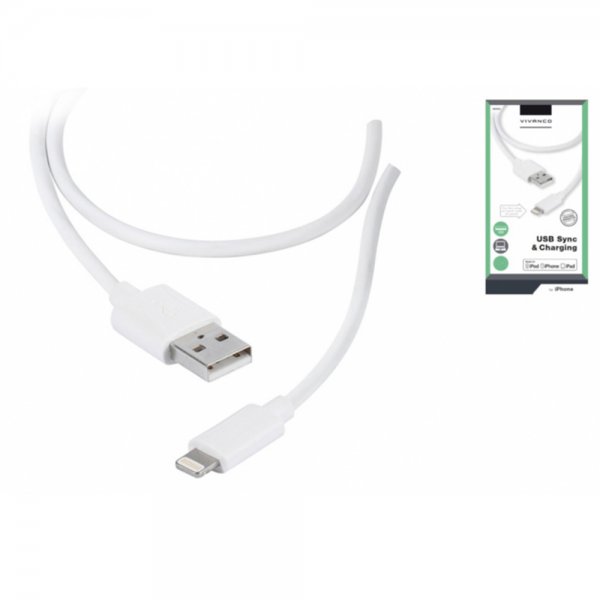 Vivanco Lightning till USB Kabel 2 meter Hvit