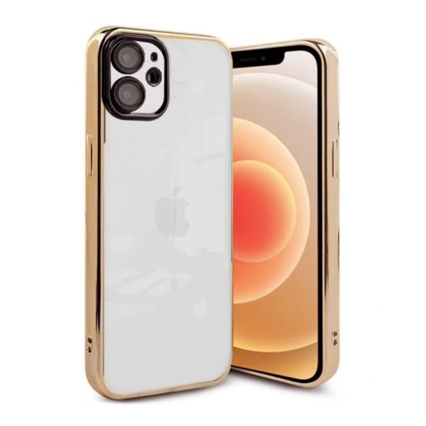 iPhone 12 Deksel Glitter Transparent Støtsikker Gull