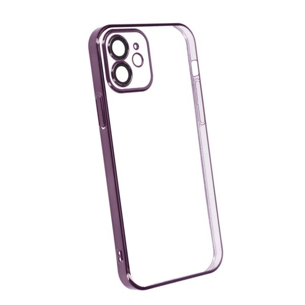iPhone 12 Deksel Glitter Transparent Støtsikker Lilla