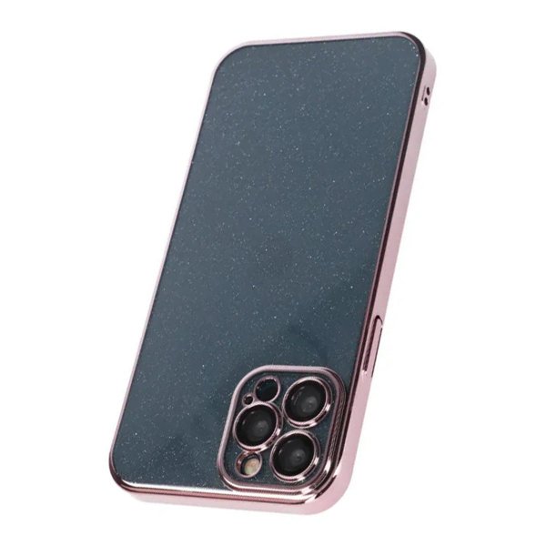 iPhone 12 Pro Deksel Glitter Transparent Støtsikker Rosa