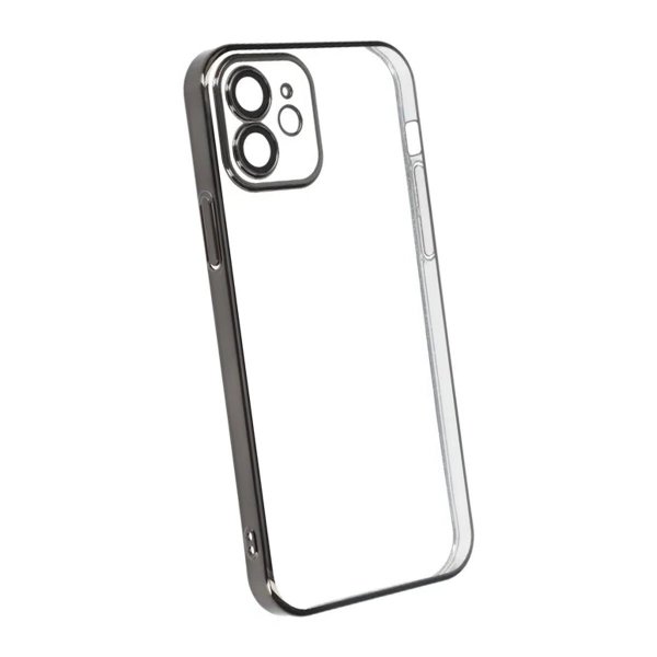 iPhone 12 Deksel Glitter Transparent Støtsikker Svart