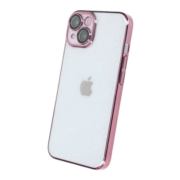 iPhone 14 Deksel Glitter Transparent Støtsikker Rosa