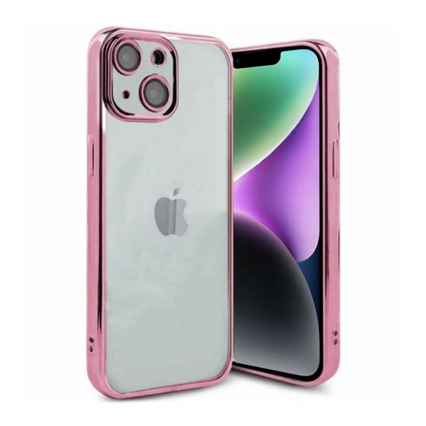 iPhone 14 Deksel Glitter Transparent Støtsikker Rosa