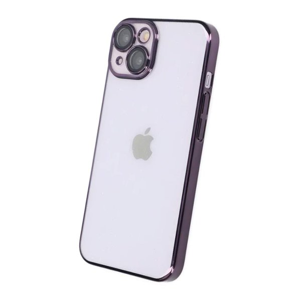 iPhone 15 Deksel Glitter Transparent Støtsikker Lilla