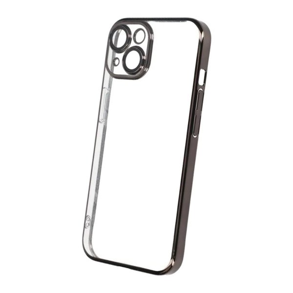 iPhone 15 Deksel Glitter Transparent Støtsikker Svart