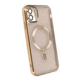 iPhone 11 Deksel Glitter Transparent MagSafe Gull