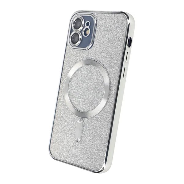 iPhone 11 Deksel Glitter Transparent MagSafe Sølv