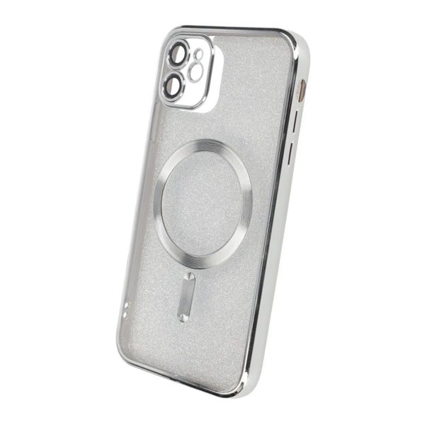 iPhone 11 Deksel Glitter Transparent MagSafe Sølv