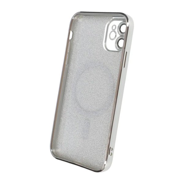 iPhone 11 Deksel Glitter Transparent MagSafe Sølv