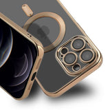 iPhone 12 Pro Max Deksel Glitter Transparent MagSafe Gull