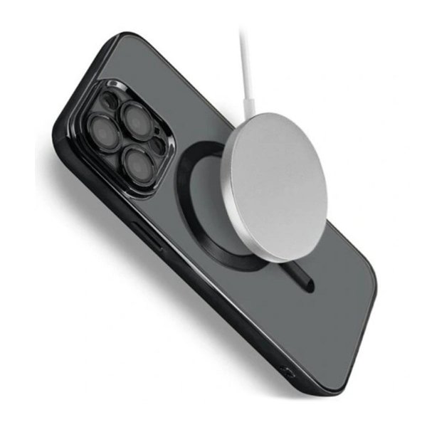iPhone 12 Pro Deksel Glitter Transparent MagSafe Svart