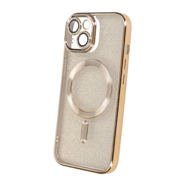 iPhone 13 Deksel Glitter Transparent MagSafe Gull