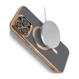 iPhone 13 Pro Max Deksel Glitter Transparent MagSafe Gull