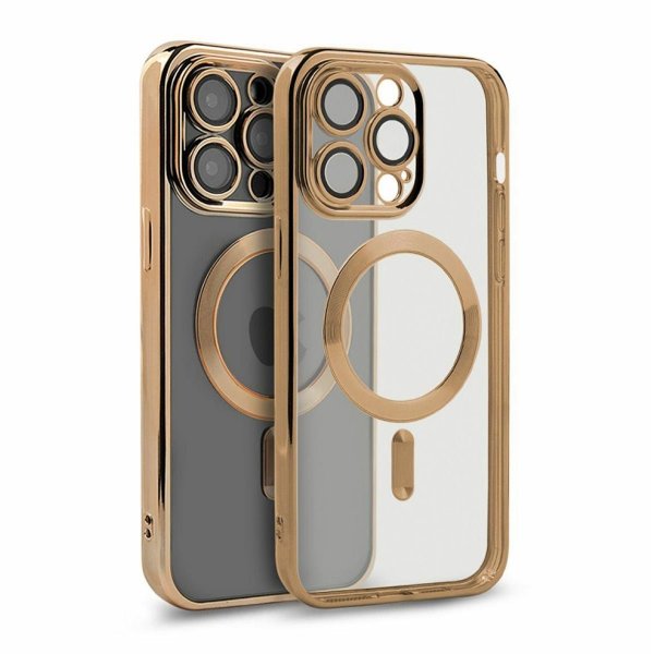 iPhone 13 Pro Max Deksel Glitter Transparent MagSafe Gull