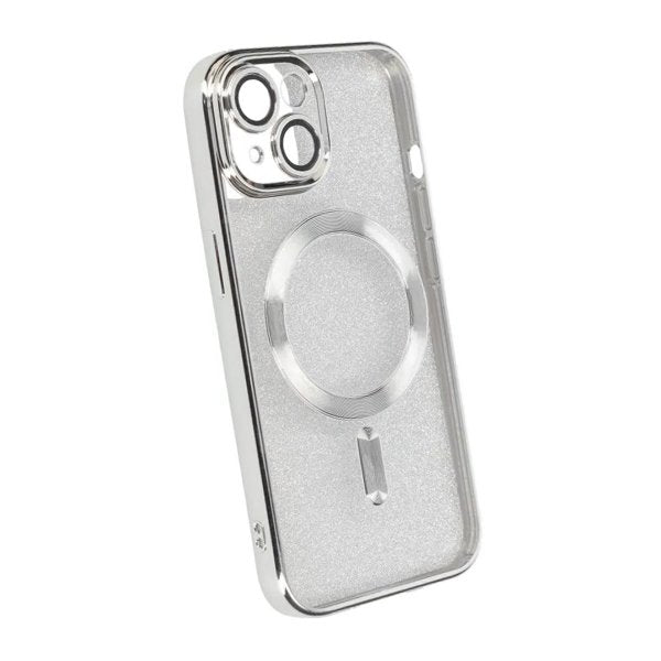 iPhone 13 Deksel Glitter Transparent MagSafe Sølv
