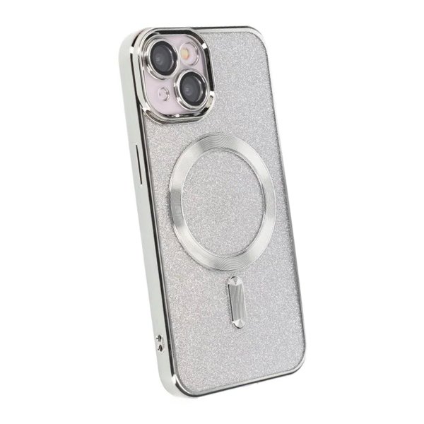 iPhone 13 Deksel Glitter Transparent MagSafe Sølv