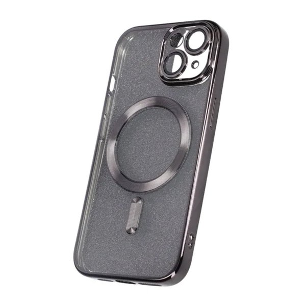 iPhone 13 Deksel Glitter Transparent MagSafe Svart