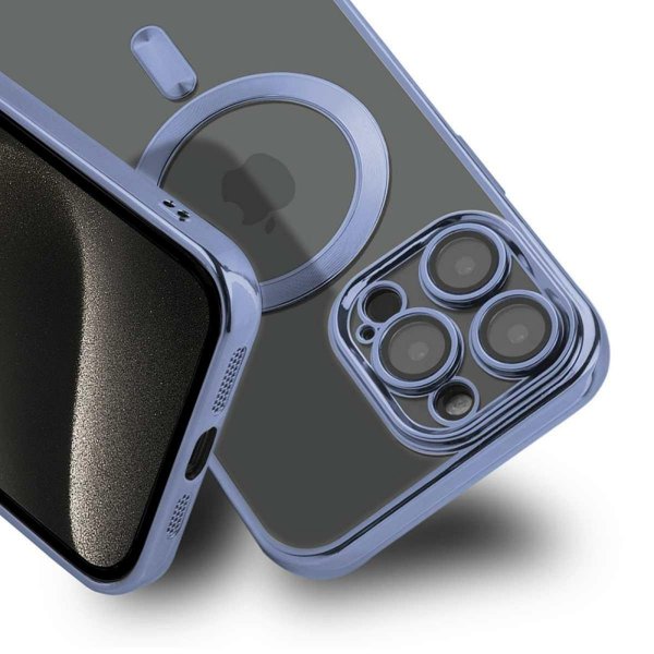 iPhone 14 Pro Max Deksel Glitter Transparent MagSafe Blå