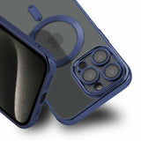 iPhone 15 Pro Deksel Glitter Transparent MagSafe Blå