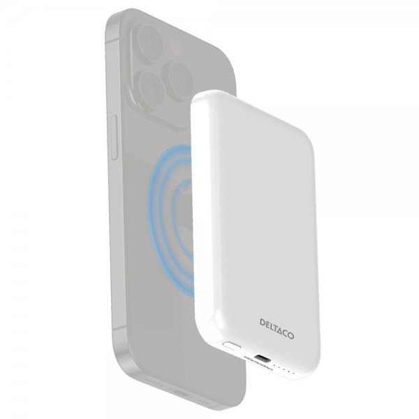 Deltaco MagSafe Powerbank 5000 mAh 20W Hvit