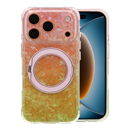 iPhone 17 Pro Max/iPhone 18 Pro Max Deksel Marmormønster MagSafe-stativ Rosa